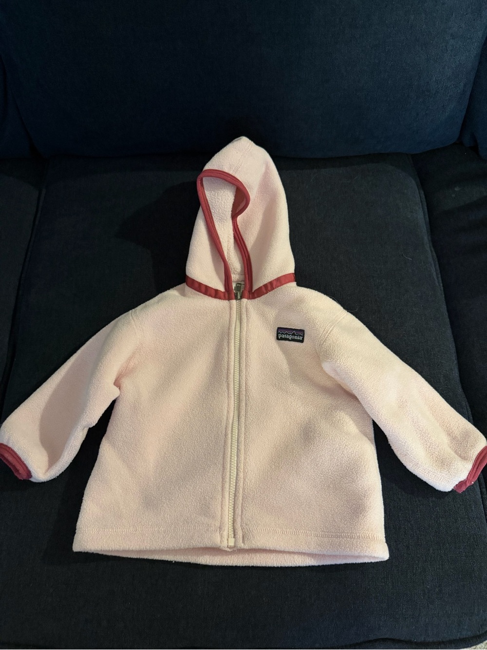 Patagonia Light Pink Hooded Fleece Jacket with Rose Trim